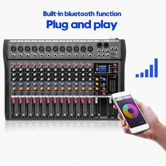 Hridz Pro Audio Sound Mixer Bundle – 12-Channel Mixer & UR-109 Dual Wireless Mics