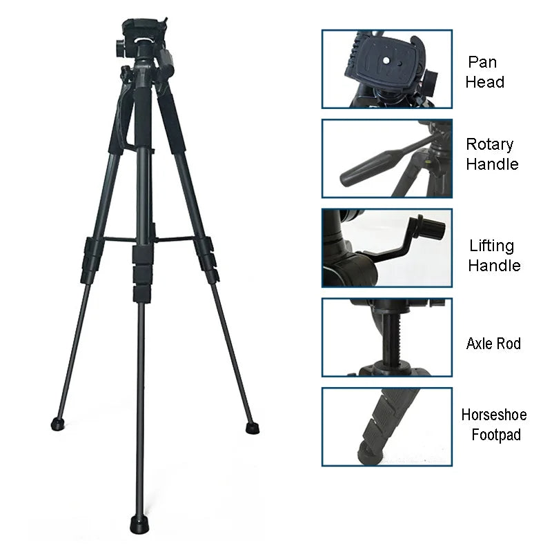 Hridz 175cm Portable Aluminium Alloy Camera Tripod with 3-Way Swivel Pan Head & Carry Bag – Lightweight Travel Tripod for DSLR, Mirrorless & Video Camcorders