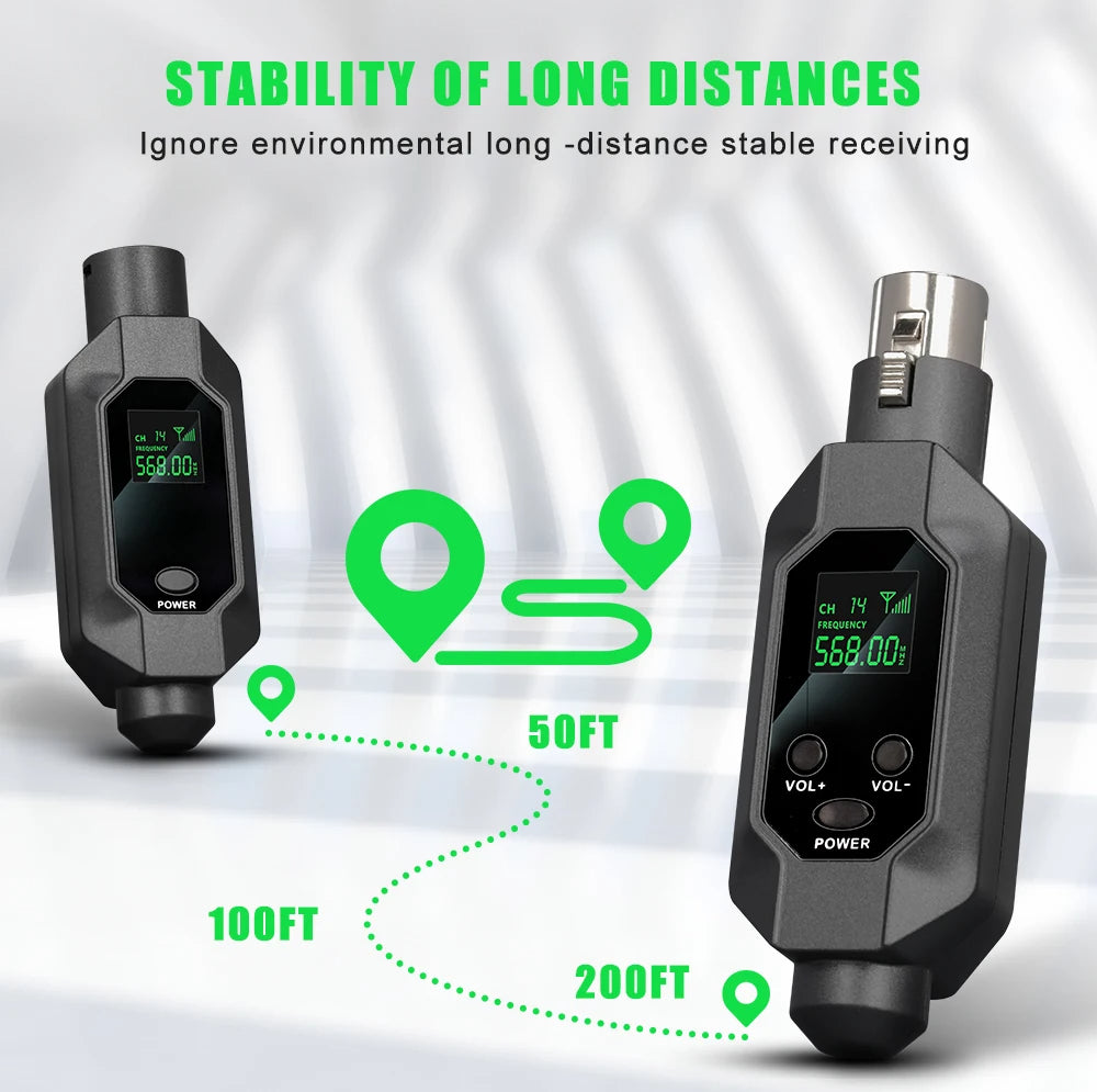 Hridz 2 in 1 Wireless UHF Microphone XLR Converter For Microphone Mixer Speaker Transmitter & Receiver