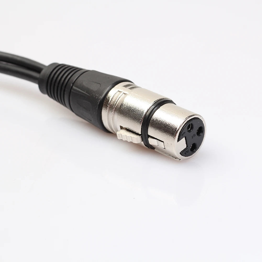 Hridz 3Pin XLR Female to Dual 2 Male Plug Y Splitter Adapter Cable 1ft – Professional Audio Mic Connector Cord