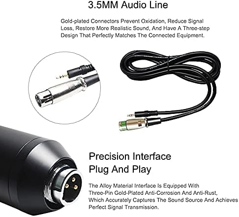 Hridz Professional Black Studio Condenser Microphone for Desk with Sound card
