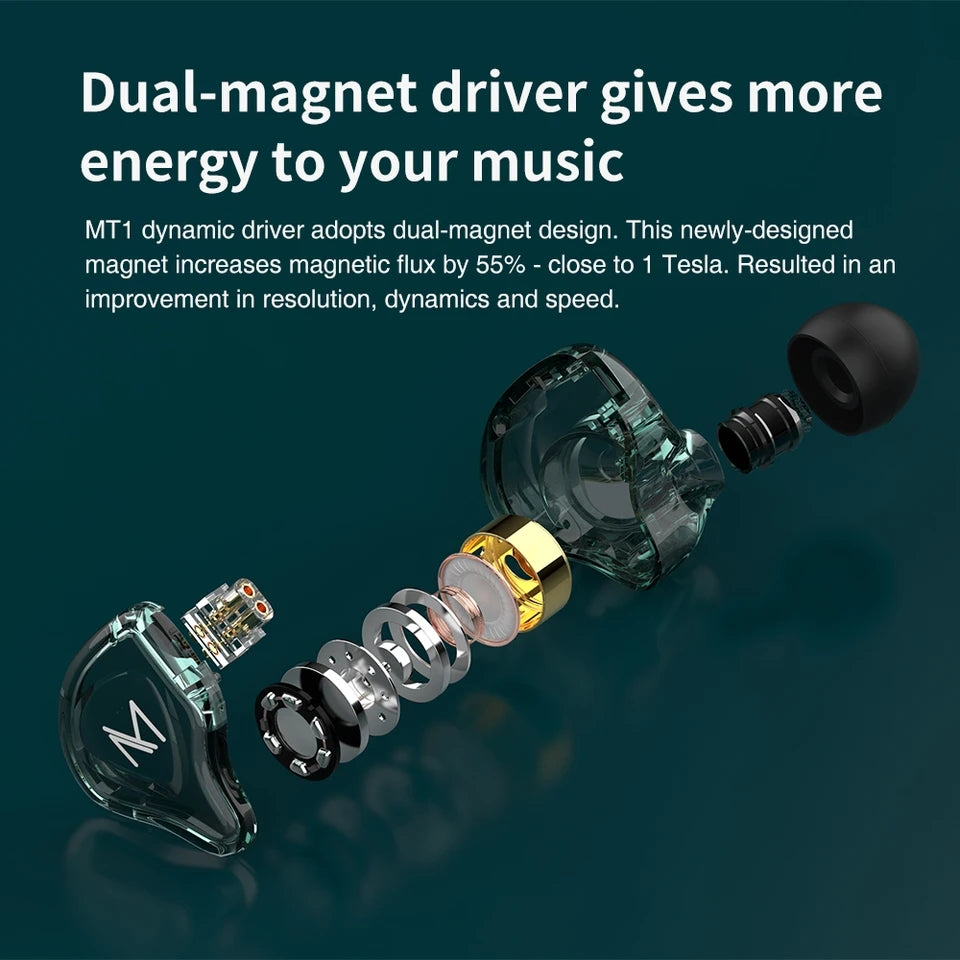 MT1 HIFI In-Ear Monitor IEM Earphone No Mic DJ Monitor Earphones Dynamic Noise Cancelling