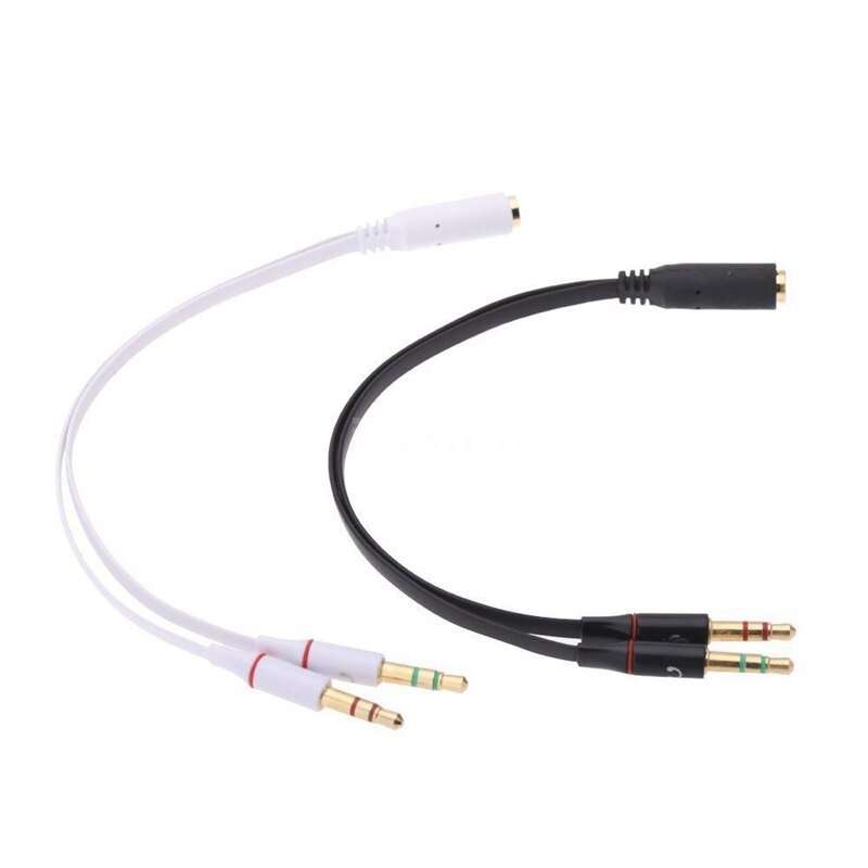 3.5mm Jack Y Splitter 2 Male to 1 Female Stereo Audio Headphone adapter Black cable