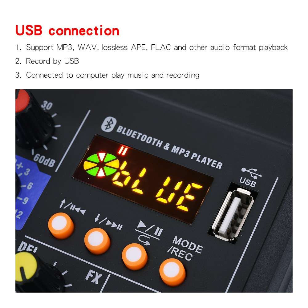 HRIDZ G04 Stereo Audio Sound Mixer with UHF Wireless Microphone for DJ Karaoke PC Record