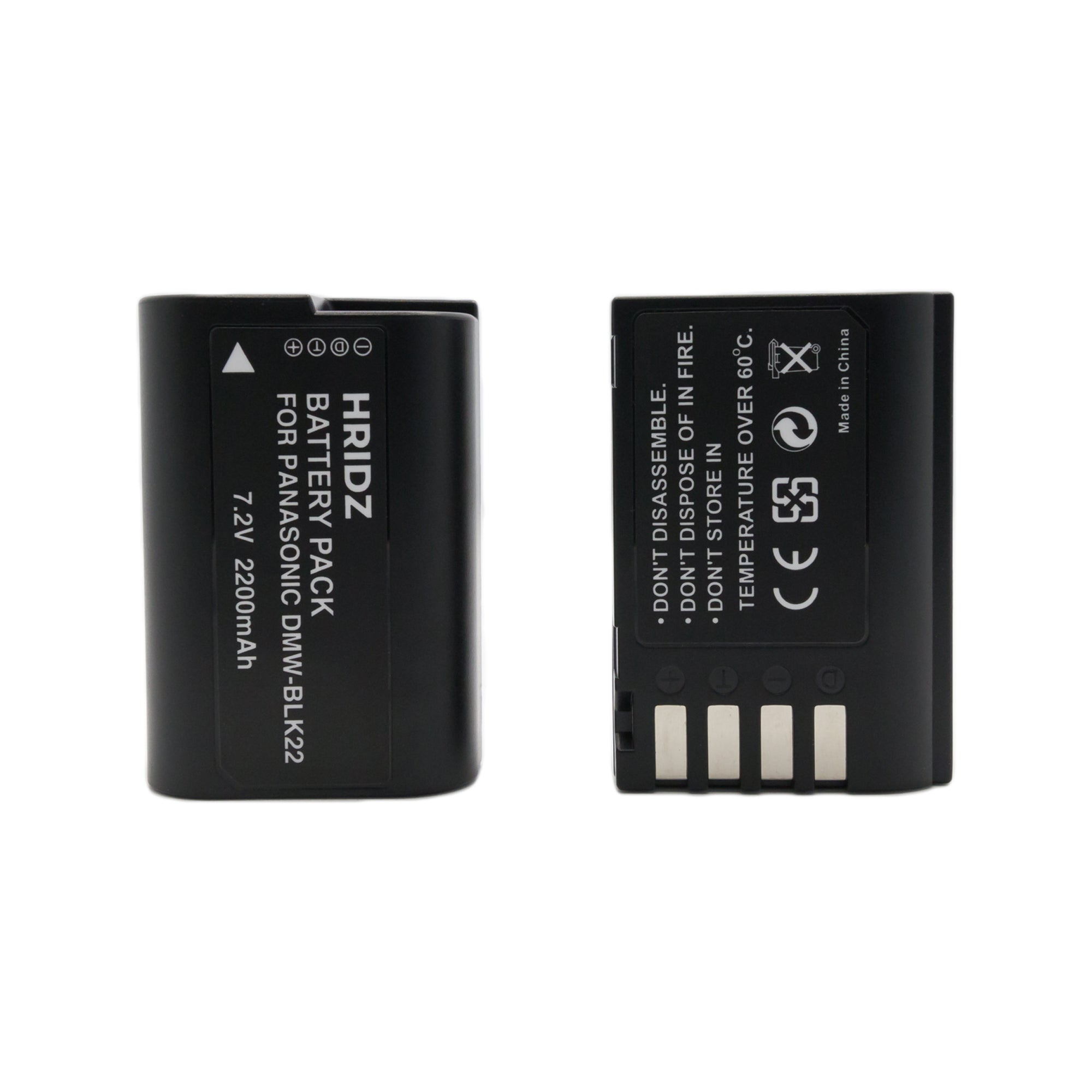 Hridz BLK22 Batteries & Charger Set for Panasonic Lumix G9 S5 GH6 GH5 GH5s & BLF19