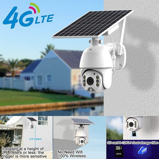 4G Security Camera Solar Flood Light 24/7 PTZ Home Remote Live Camera Outdoor