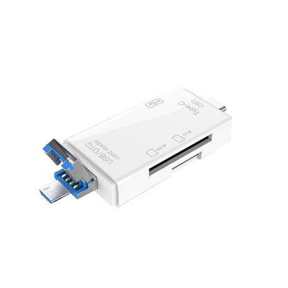 5 in 1 Multifunction USB 2.0 Type C/USB /Micro USB/TF/SD Smart Memory Card Reader