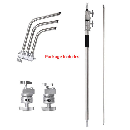 HRIDZ 150-330cm Heavy Duty C-Stand with 128cm Boom Arm 2 Grip Heads Set