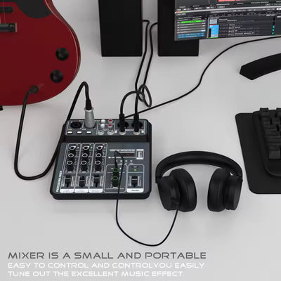 4 Channel Audio Sound Mixer 48V Phantom Power USB Studio Sound Mixers Bluetooth DJ Console Mixing