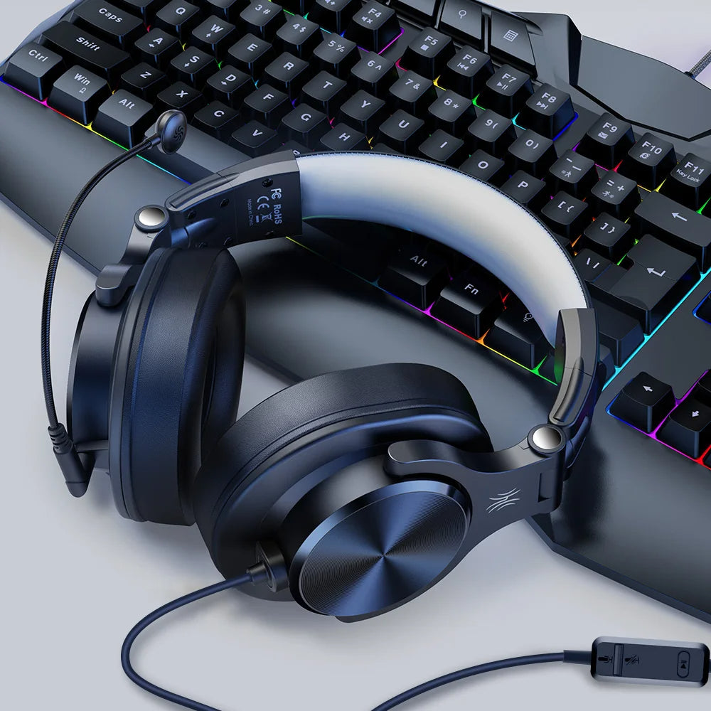 A71D Wired Gaming Headset Gamer Over Ear Hi-Res Audio Headphones With Detachable Microphone