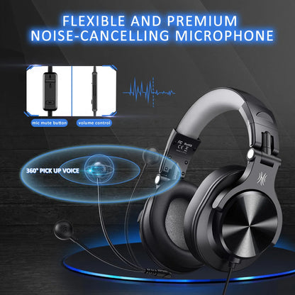A71D Wired Gaming Headset Gamer Over Ear Hi-Res Audio Headphones With Detachable Microphone