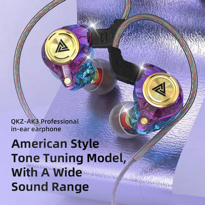 AK3 Wired In-Ear Monitor IEM Earphone with Microphone HiFi Music Monitor Bass Headphone