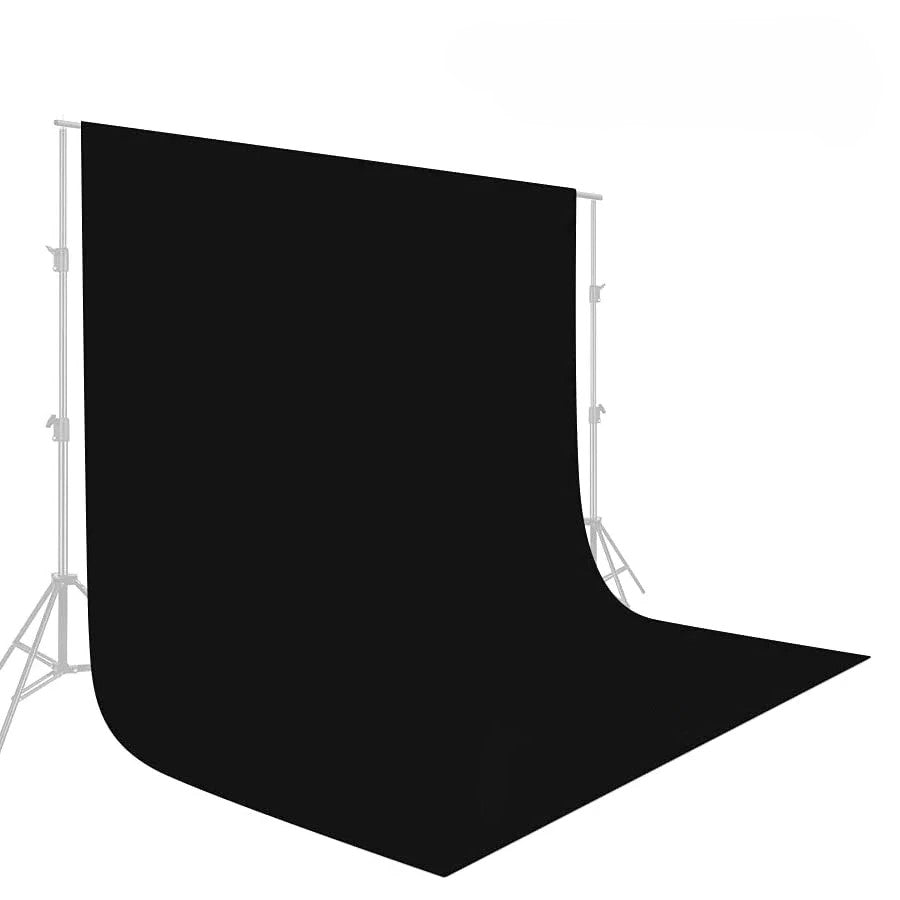 Black 2Mx3M Hridz Muslin Backdrops for Photography Cloth Screen Photo Background Color Chromakey for Studio Video Wedding Ceremony Home Decoration