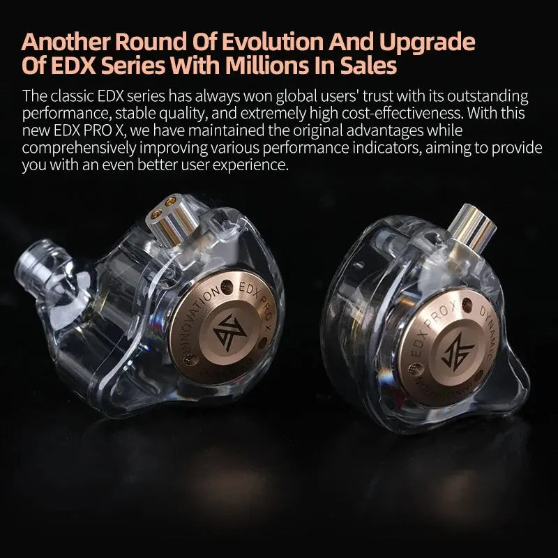 EDX PRO-X Wired IEM Earphones No-Mic HIFI Stereo Bass Music Earbuds In-Ear Sport Headphones