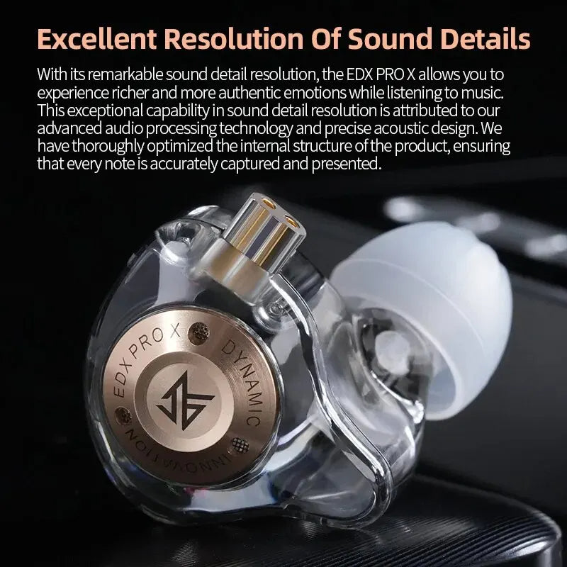 EDX PRO-X Wired IEM Earphones No-Mic HIFI Stereo Bass Music Earbuds In-Ear Sport Headphones