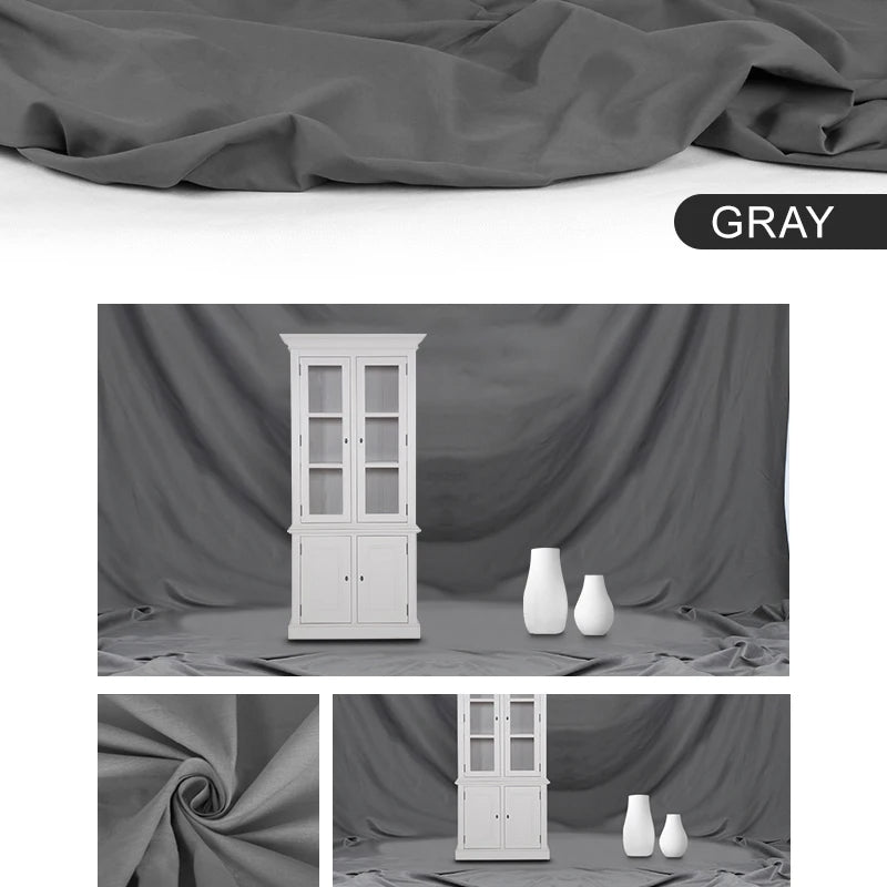Gray 2Mx3M Hridz Muslin Backdrops for Photography Cloth Screen Photo Background Color Chromakey for Studio Video Wedding Ceremony Home Decoration