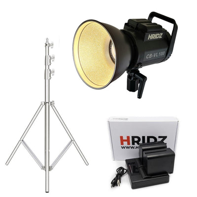 HRIDZ 100W Video Light Combo Pack - Outdoor LED Video Light with NPF970 Battery Pack & 2.8m Heavy duty stand