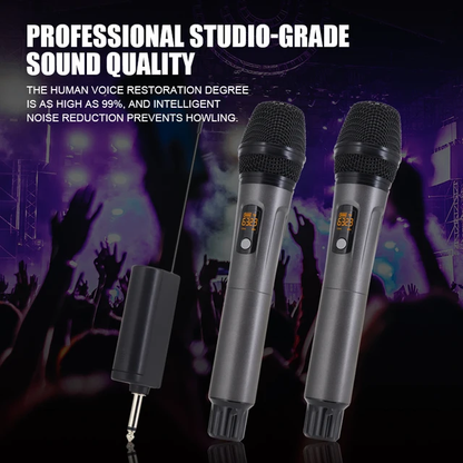 Hridz rechargeable UHF dual channel wireless microphone system for performances, speech teaching