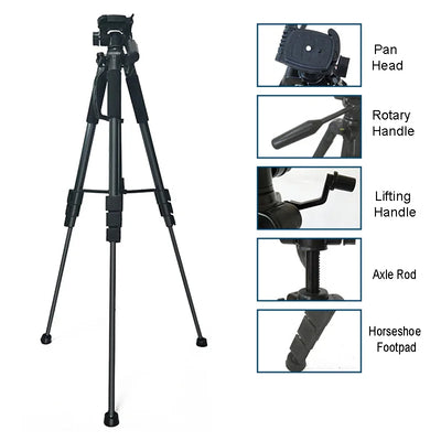 Hridz 175cm Portable Aluminium Alloy Camera Tripod with 3-Way Swivel Pan Head & Carry Bag – Lightweight Travel Tripod for DSLR, Mirrorless & Video Camcorders