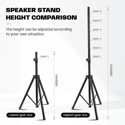 Hridz 186cm Heavy-Duty Speaker Stand Professional DJ Tripod with Base Plate