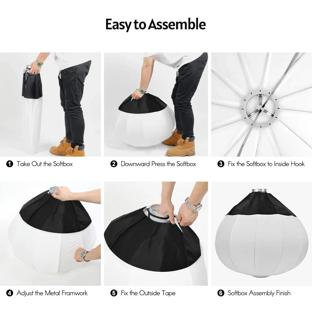 Hridz 65cm Globe Lantern Softbox Strong Metal Bowens mount For Video Studio Photography