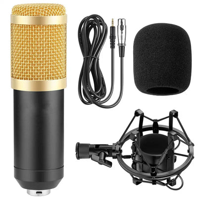 Hridz BM-800 Gold Plated Professional Studio Condenser Microphone with Sound card for Desk
