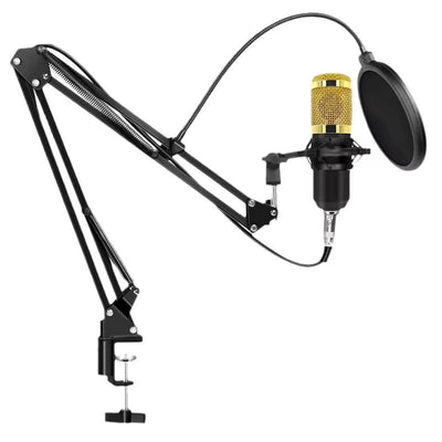 Hridz BM-800 Gold Plated Professional Studio Condenser Microphone with Sound card for Desk