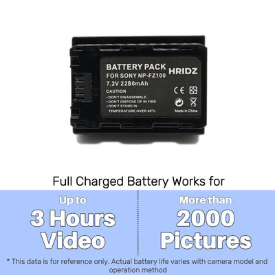 Hridz NP-FZ100 Battery for Sony A9 9R A9R A9S A7RIII Cameras