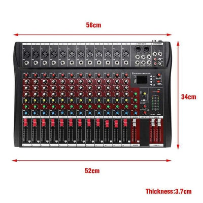 CT-120S Professional Audio Mixer for Karaoke - Pro 12-Channel Outdoor Sound Mixing Console