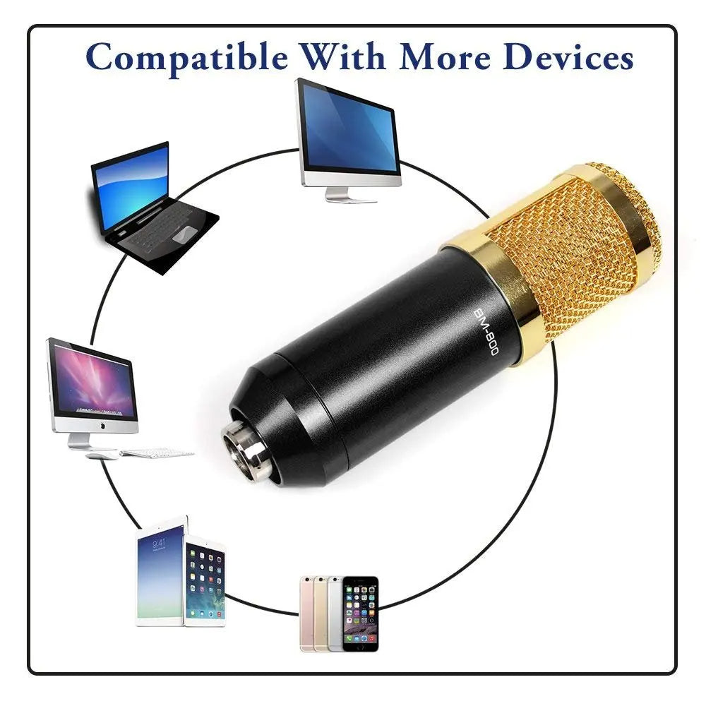 Hridz Professional Black Studio Condenser Microphone for Desk with Sound card