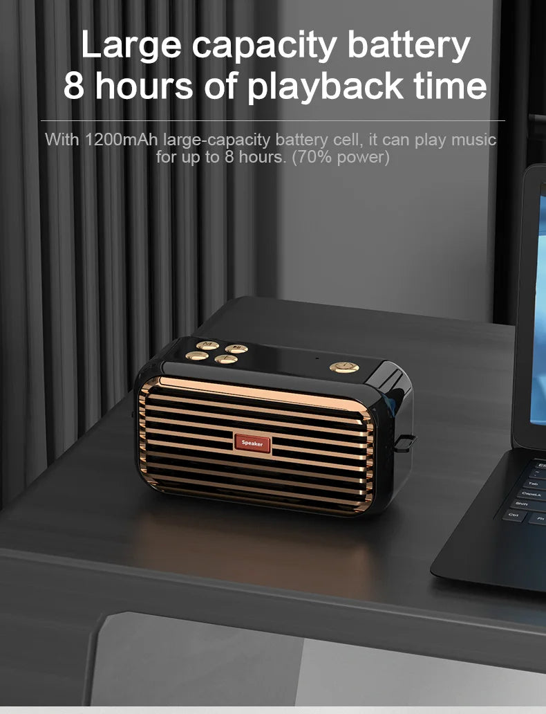 Hridz Retro Smart Wireless Speaker Portable for Gift Showcase Desktop PC Quality Stereo Hifi Sound