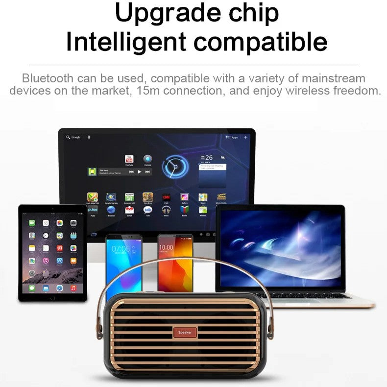 Hridz Retro Smart Wireless Speaker Portable for Gift Showcase Desktop PC Quality Stereo Hifi Sound