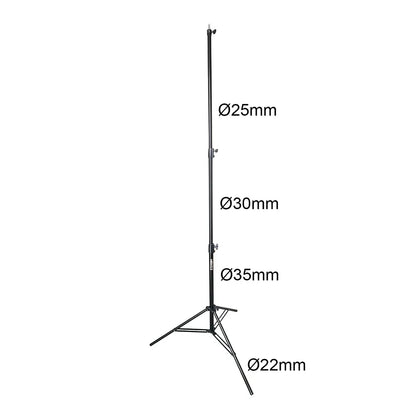 Hridz 2.8m Stainless Steel Light Stand Black Colour Heavy Duty with 1/4" to 3/8" Spigot