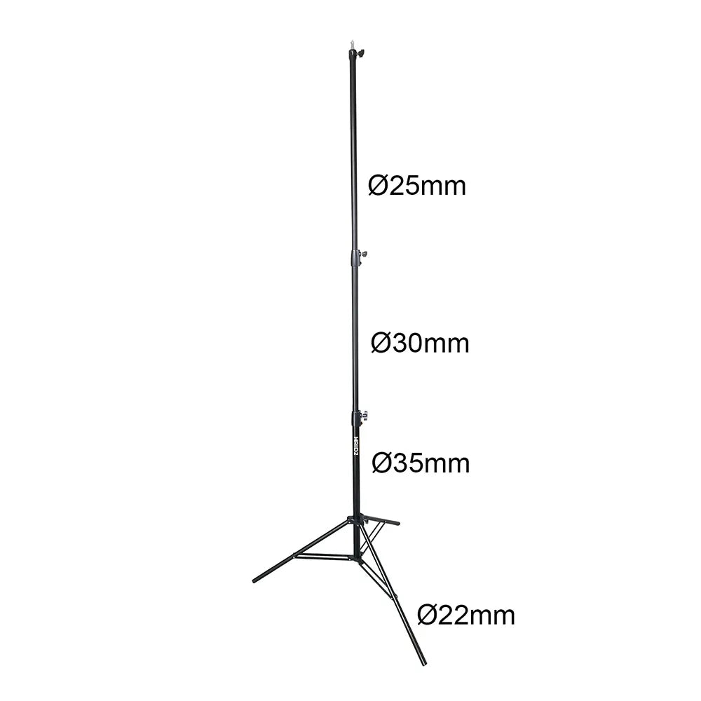 Hridz 280cm Stainless Steel Light Stand Black Colour Heavy Duty with 1/4" to 3/8" Spigot