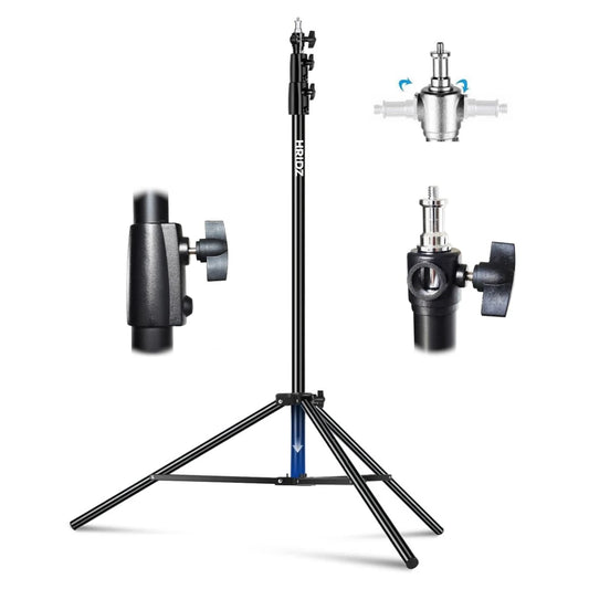 Hridz 2.8m Stainless Steel Light Stand Black Colour Heavy Duty with 1/4" to 3/8" Spigot
