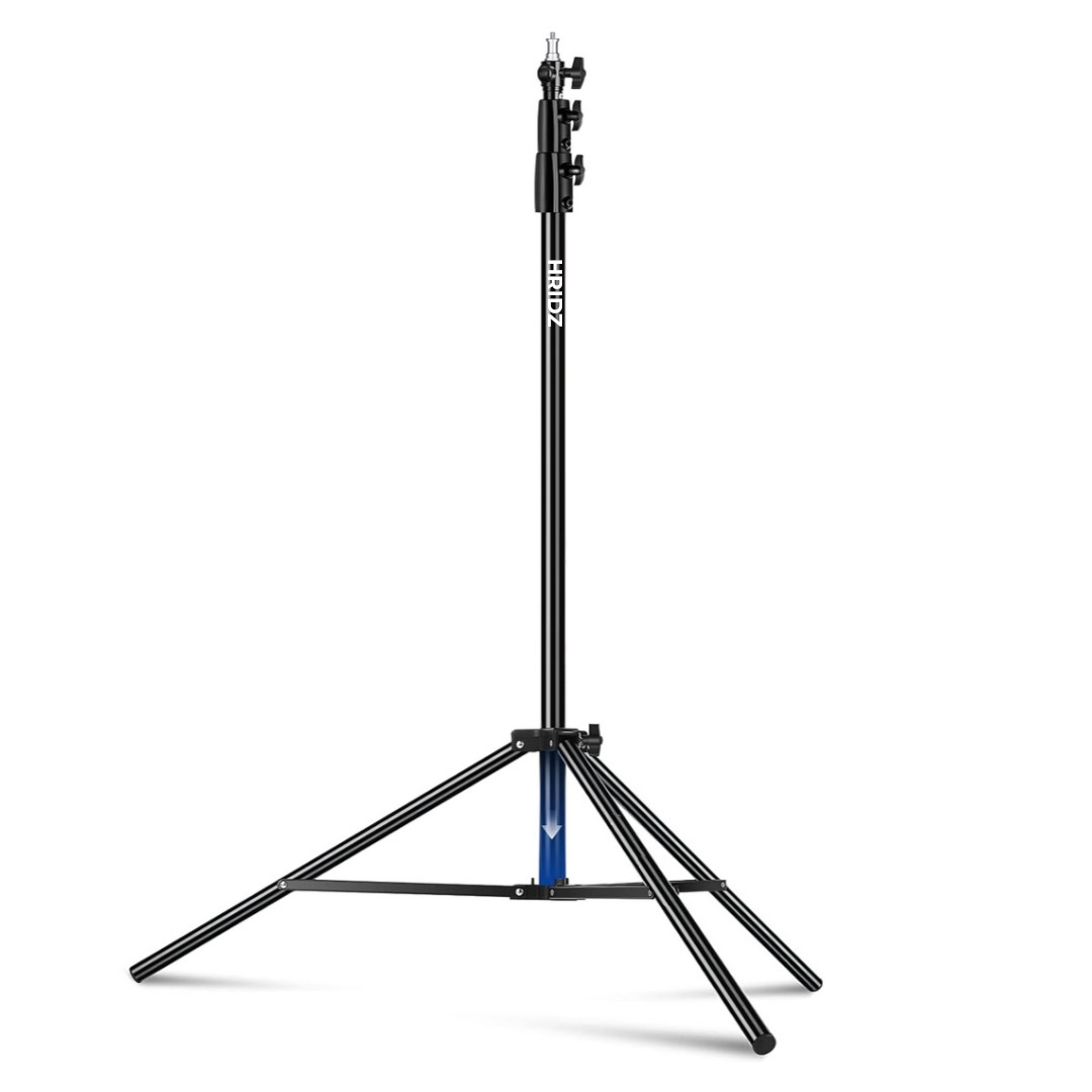 Hridz 280cm Stainless Steel Light Stand Black Colour Heavy Duty with 1/4" to 3/8" Spigot