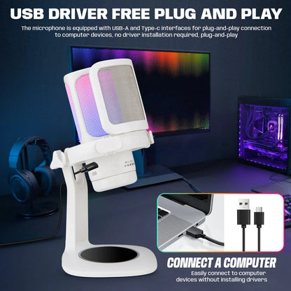 Hridz Gaming USB Microphone – Noise Cancelling Condenser Mic with One-Click Mute & RGB Lights for Streaming, Podcasting, YouTube, Discord, PC, PS5, Mac