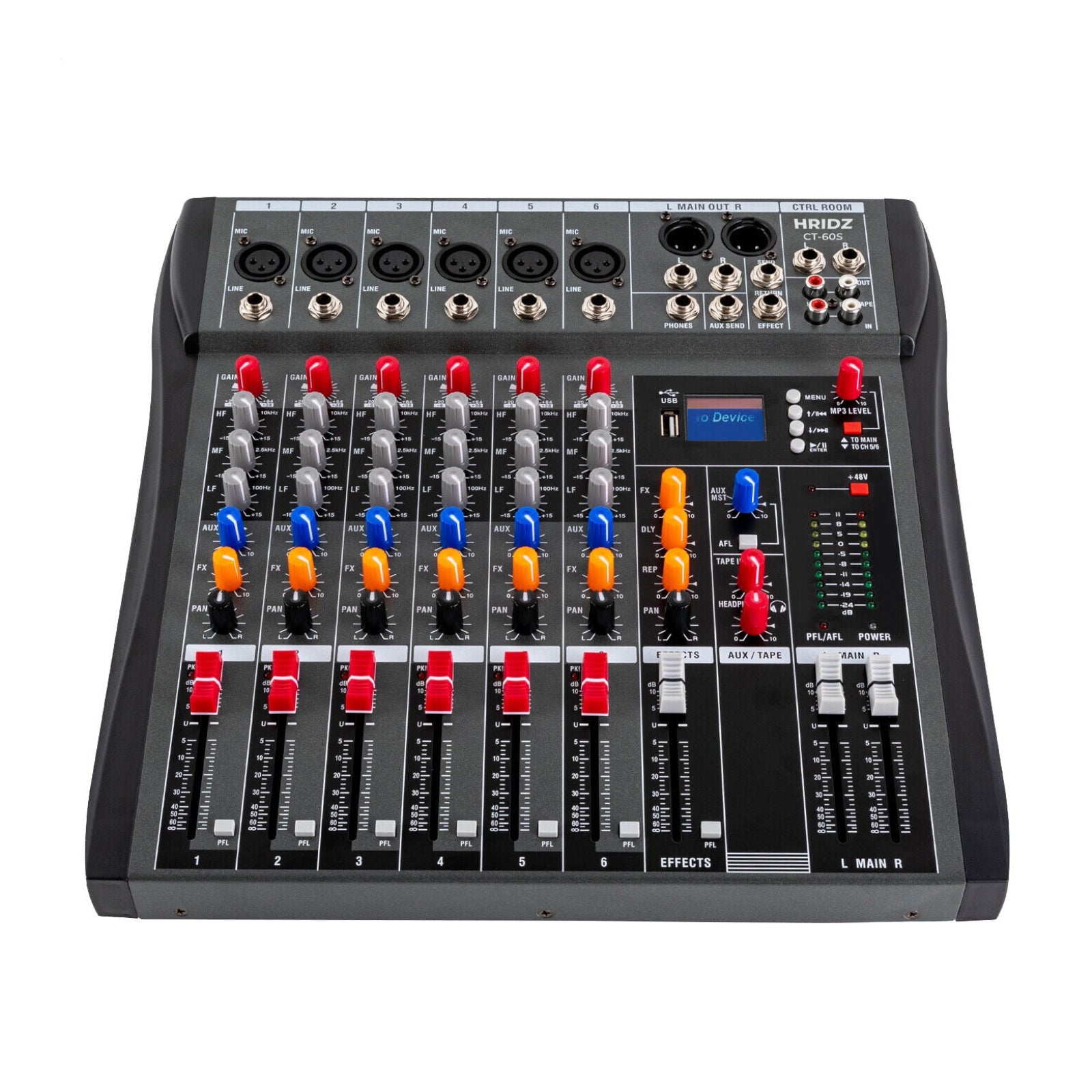 Hridz 6 Channels Bluetooth Mixer DJ Live Studio Audio Mixer USB Console Amplifier AUX