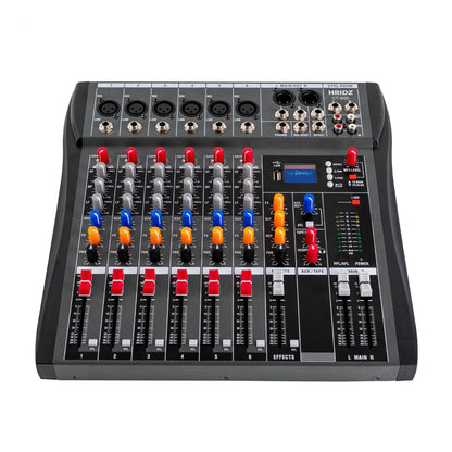 Hridz 6 Channels Bluetooth Mixer DJ Live Studio Audio Mixer USB Console Amplifier AUX