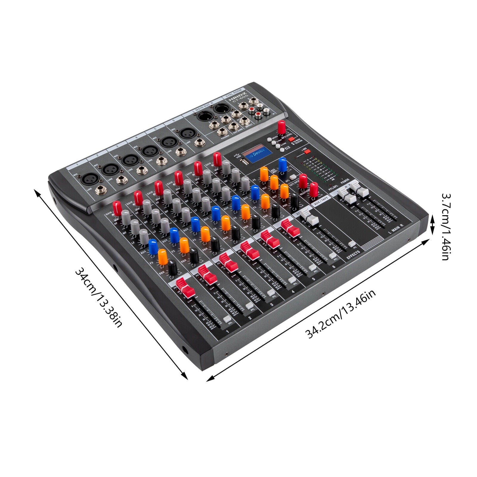 Hridz 6 Channels Bluetooth Mixer DJ Live Studio Audio Mixer USB Console Amplifier AUX