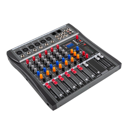 Hridz 6 Channels Bluetooth Mixer DJ Live Studio Audio Mixer USB Console Amplifier AUX