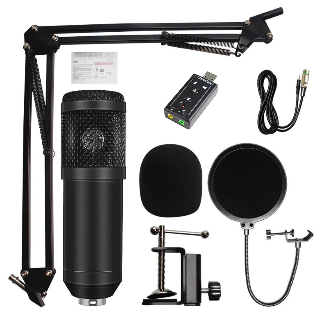 Hridz HM-800 Professional Studio Condenser Microphone with Sound card – Black Edition