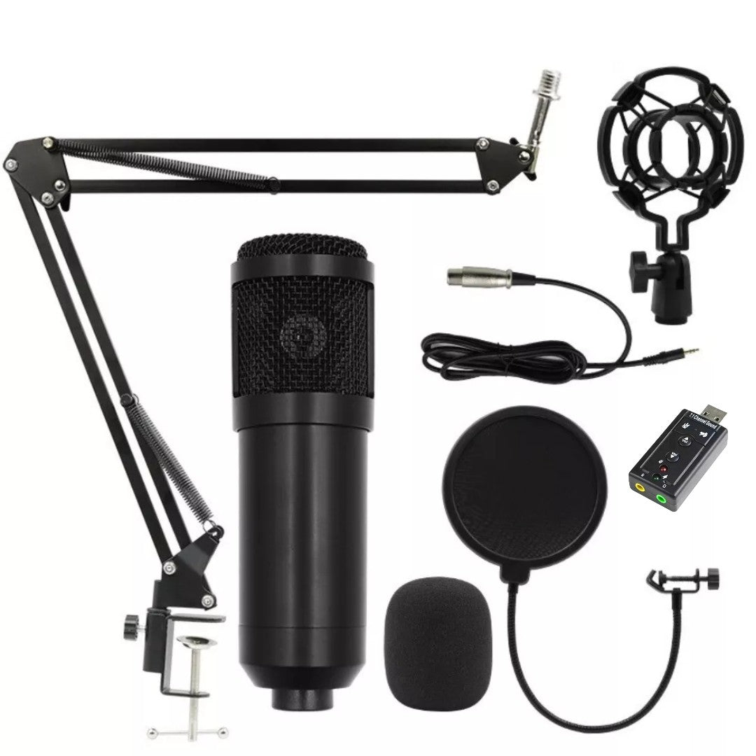 Hridz HM-800 Professional Studio Condenser Microphone with Sound card – Black Edition