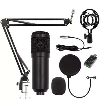 Hridz HM-800 Professional Studio Condenser Microphone with Sound card – Black Edition