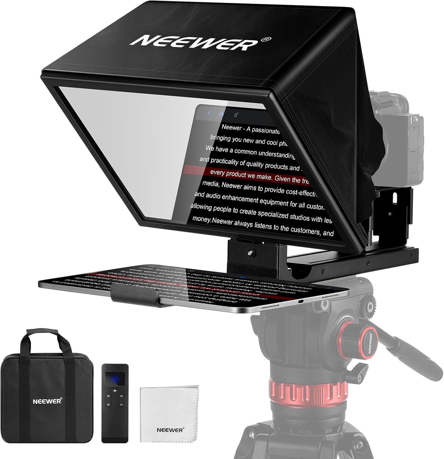 NEEWER Basic X12B Aluminum Alloy Liftable Teleprompter 12" for iPad Tablet Phone DSLR Camera