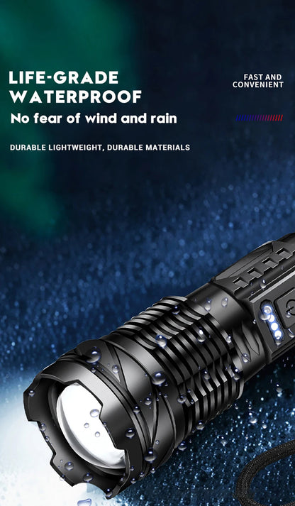 Ultra Bright Torch Powerful GT10 High beam LED Rechargable Flashlight Waterproof Camping Fishing