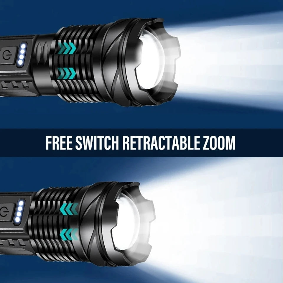 Ultra Bright Torch Powerful GT10 High beam LED Rechargable Flashlight Waterproof Camping Fishing