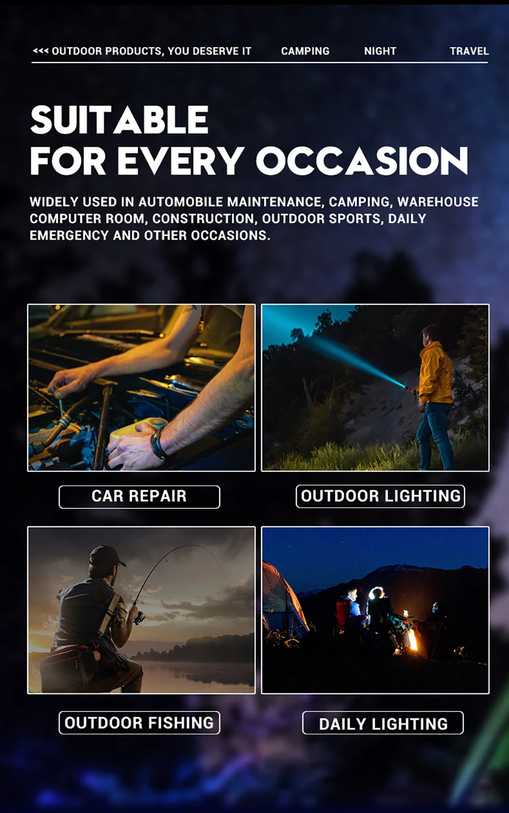 Ultra Bright Torch Powerful GT10 High beam LED Rechargable Flashlight Waterproof Camping Fishing