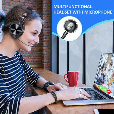 Profesisonal Wired Gaming Headset Gamer Hi-Res Over Ear Audio Headphones With Detachable Microphone