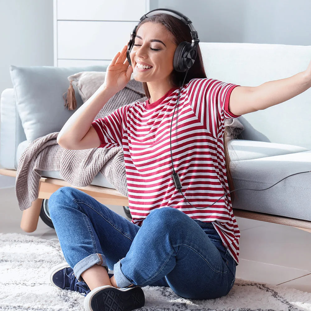 Profesisonal Wired Gaming Headset Gamer Hi-Res Over Ear Audio Headphones With Detachable Microphone